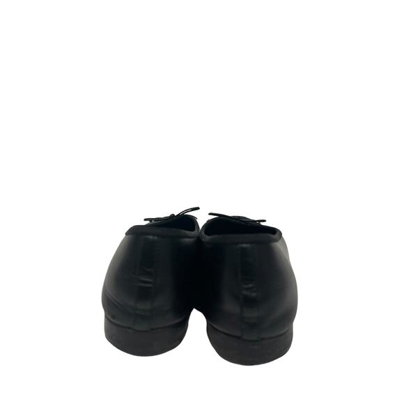 CHANEL Black Leather Grosgrain Cap Toe CC Logo Bow Ballet Flats Size 37.5 US 7.5 - Picture 7 of 11